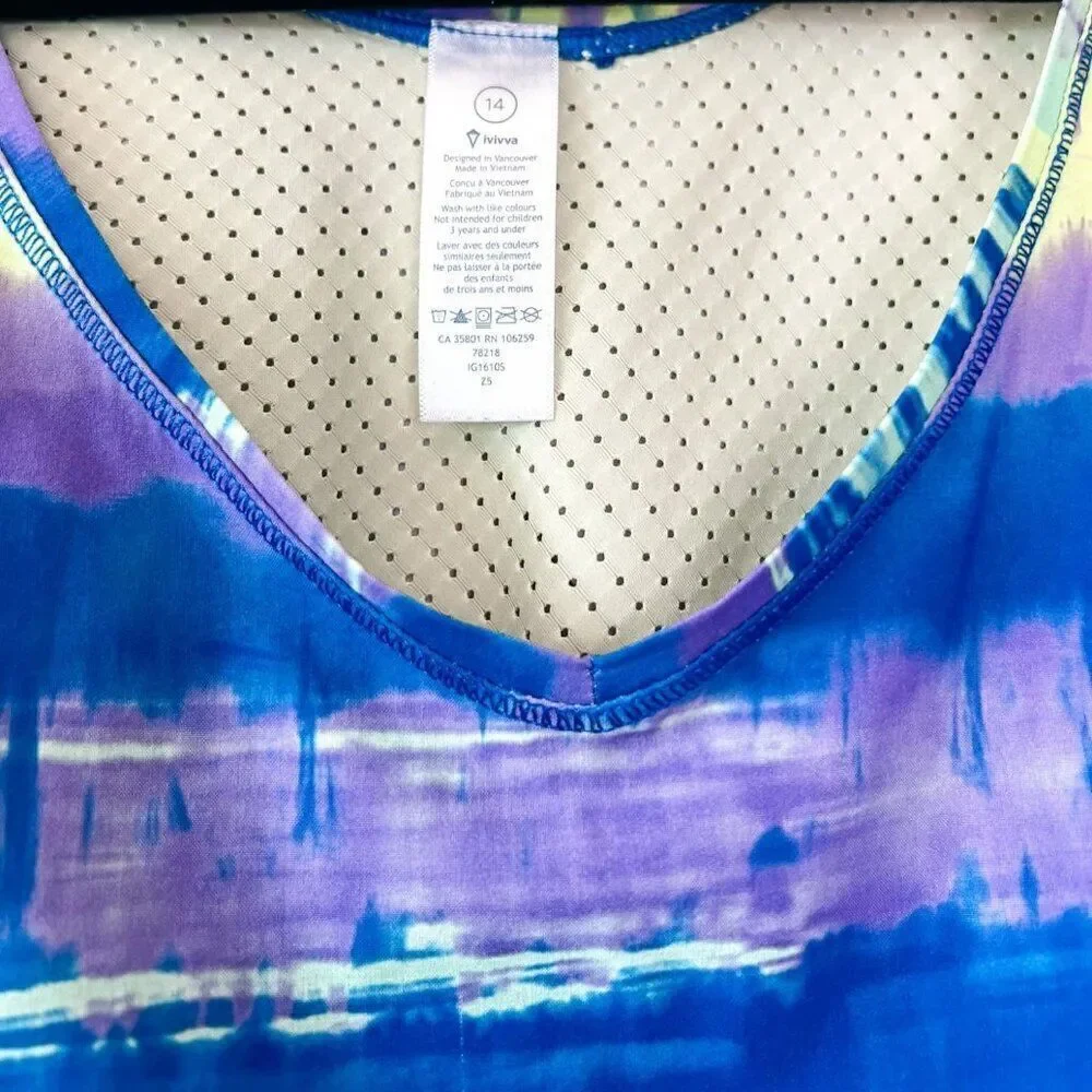 Ivivva by Lululemon Run Day Fun Day Singlet Breathable Tank Size 14